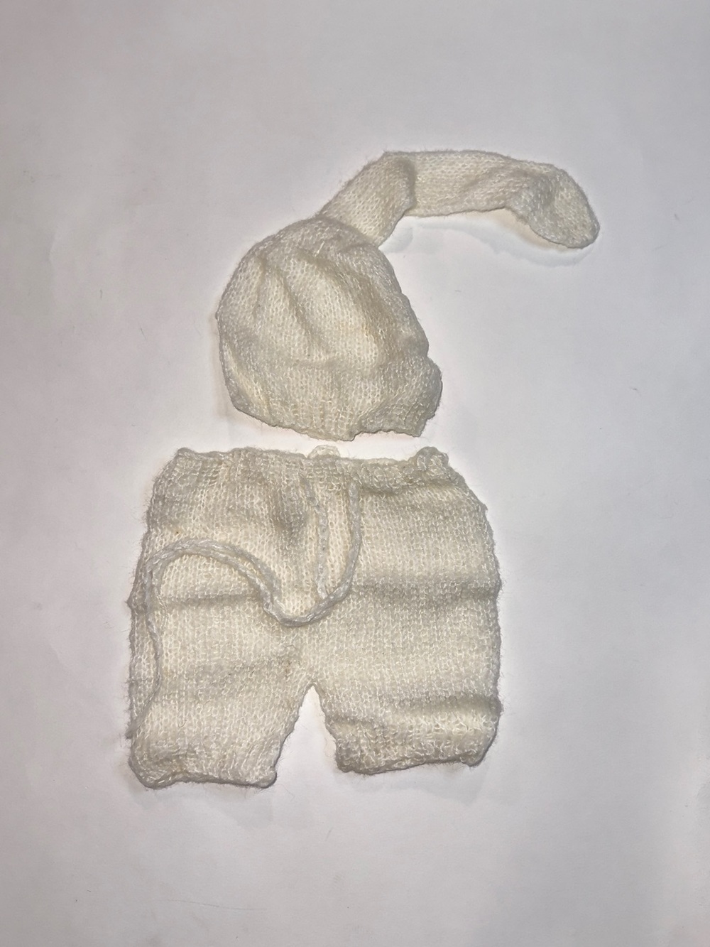 Cream Knit Newborn Hat and Pants Set for Babies